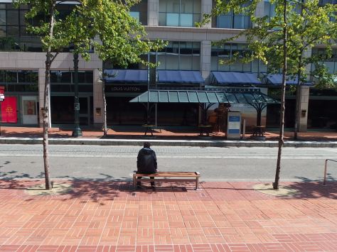 Bench in downtown Portland USA