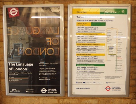 Poster advertising the Language of London exhibition which celebrates the Johnson typeface